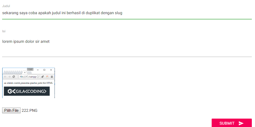 judul dengan laravel